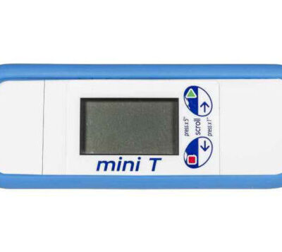 Data logger temperatura MINI T con display multifunzione e pulsanti di controllo"